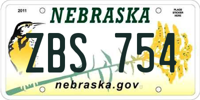 NE license plate ZBS754