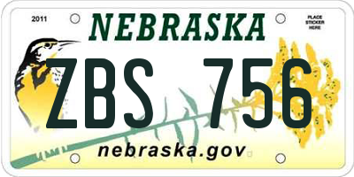 NE license plate ZBS756