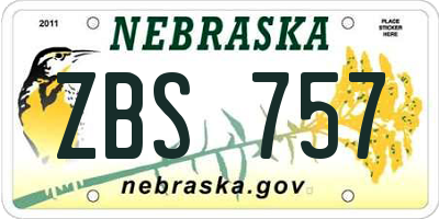 NE license plate ZBS757