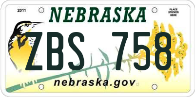NE license plate ZBS758