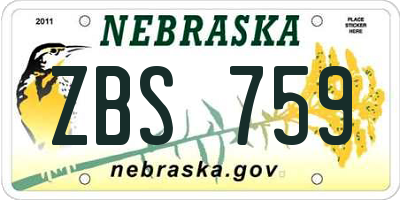 NE license plate ZBS759