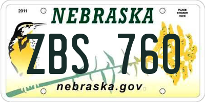 NE license plate ZBS760