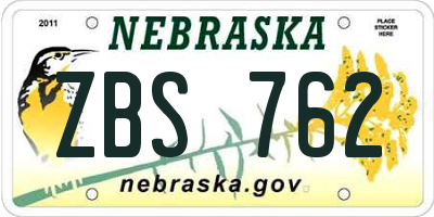 NE license plate ZBS762