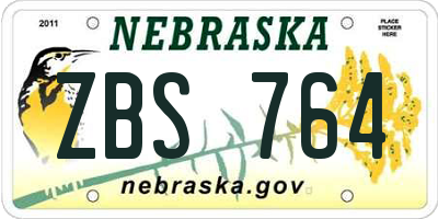 NE license plate ZBS764