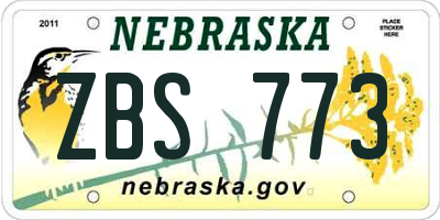 NE license plate ZBS773