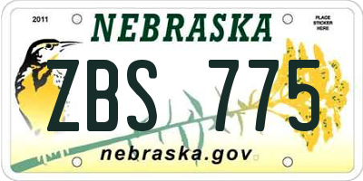 NE license plate ZBS775