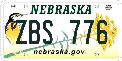 NE license plate ZBS776