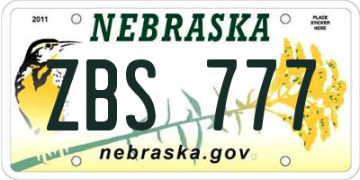 NE license plate ZBS777