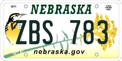 NE license plate ZBS783
