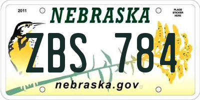 NE license plate ZBS784