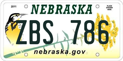 NE license plate ZBS786
