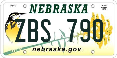 NE license plate ZBS790
