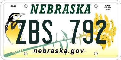 NE license plate ZBS792