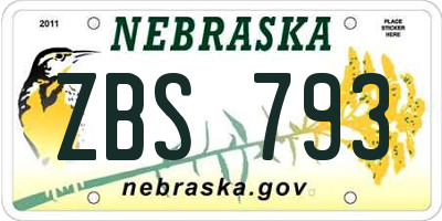 NE license plate ZBS793