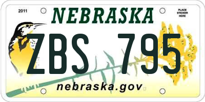 NE license plate ZBS795