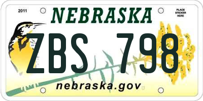 NE license plate ZBS798