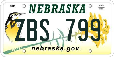 NE license plate ZBS799