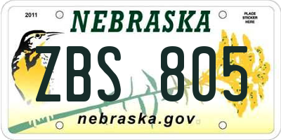 NE license plate ZBS805