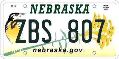 NE license plate ZBS807