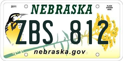 NE license plate ZBS812
