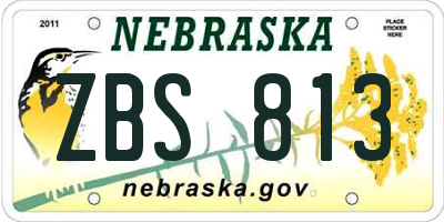 NE license plate ZBS813