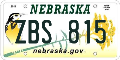 NE license plate ZBS815