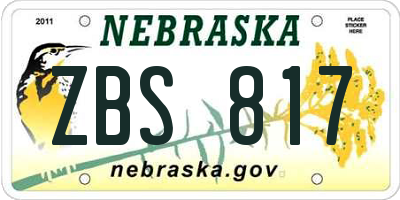 NE license plate ZBS817