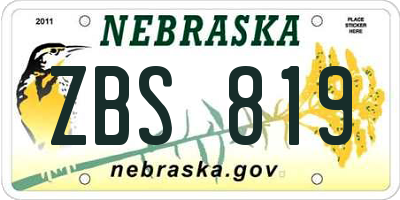 NE license plate ZBS819