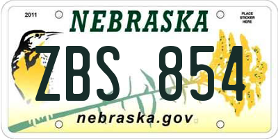 NE license plate ZBS854