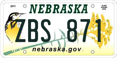 NE license plate ZBS871