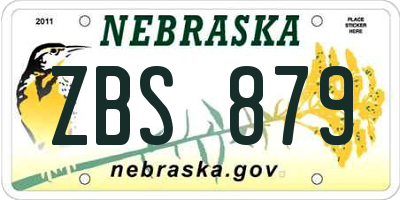 NE license plate ZBS879