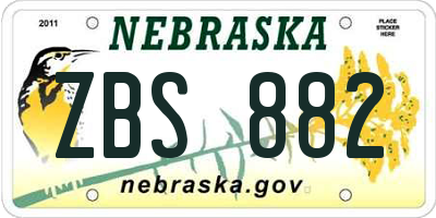 NE license plate ZBS882