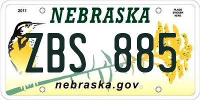 NE license plate ZBS885