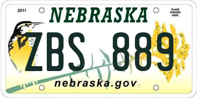 NE license plate ZBS889