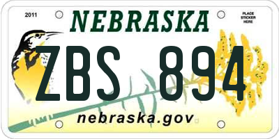 NE license plate ZBS894