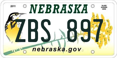 NE license plate ZBS897