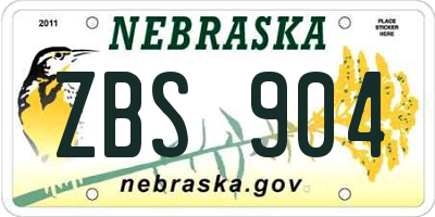 NE license plate ZBS904
