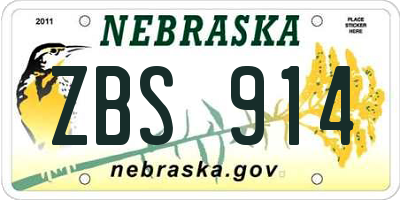 NE license plate ZBS914