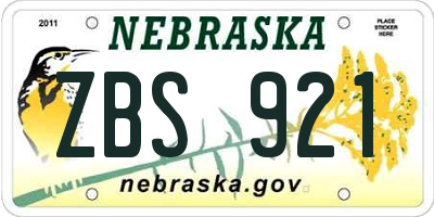 NE license plate ZBS921