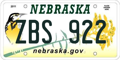 NE license plate ZBS922
