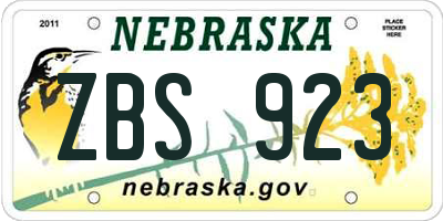 NE license plate ZBS923