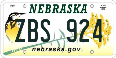 NE license plate ZBS924