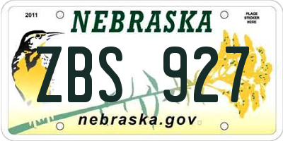 NE license plate ZBS927