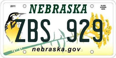 NE license plate ZBS929