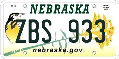 NE license plate ZBS933