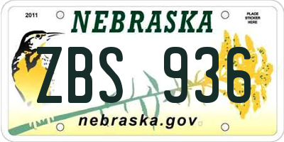 NE license plate ZBS936