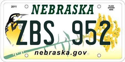 NE license plate ZBS952