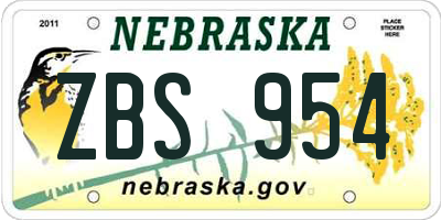 NE license plate ZBS954