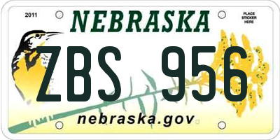 NE license plate ZBS956
