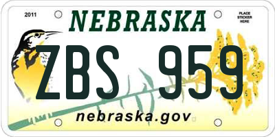 NE license plate ZBS959